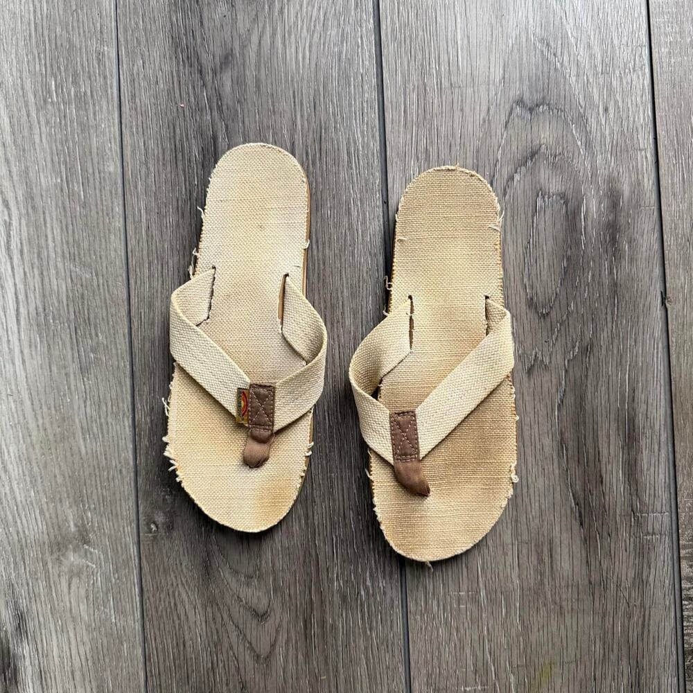 Rainbow Sandals Hemp Flip Flops Beige Women’s Size 8.5 Estimated
